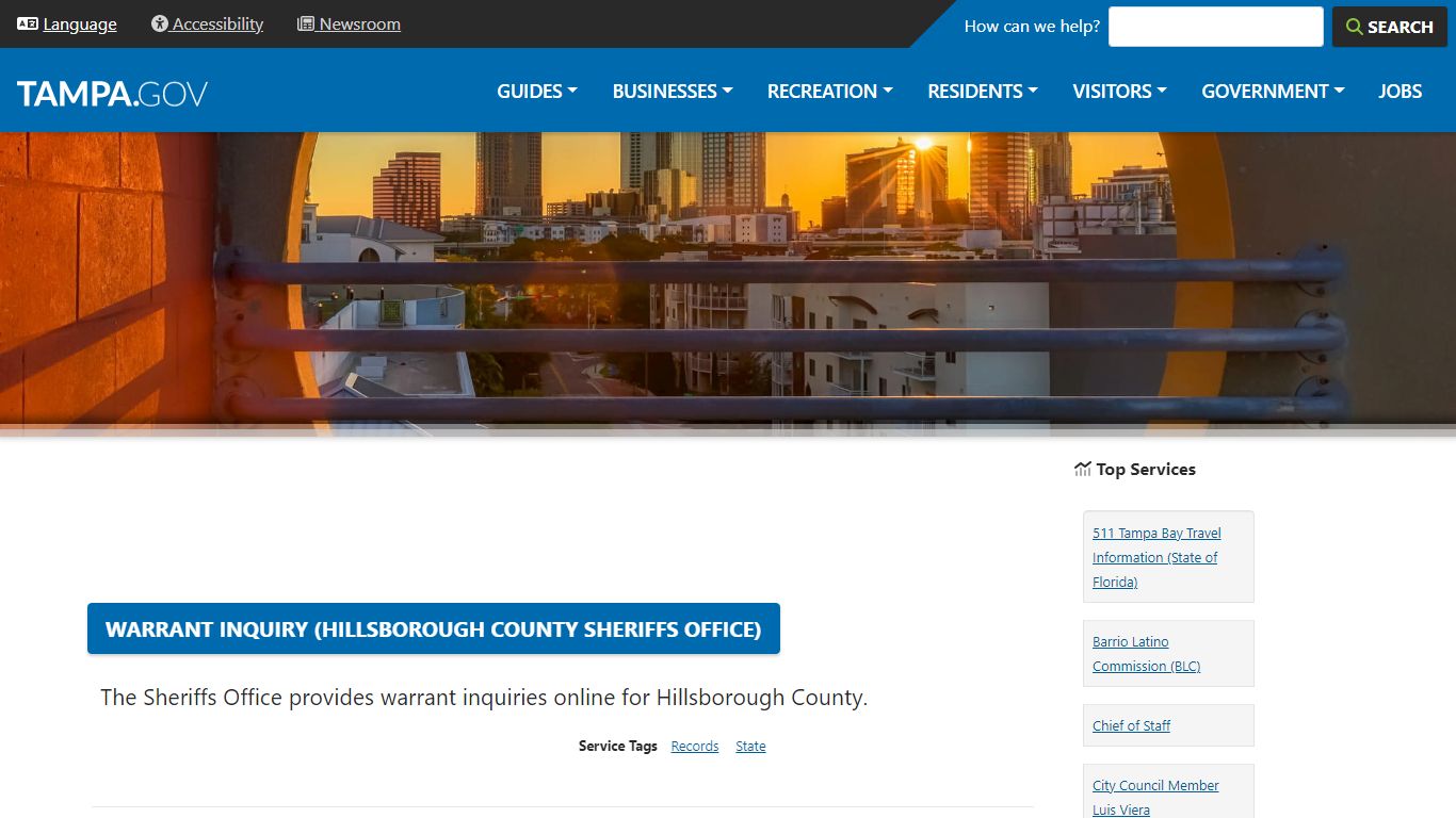 Warrant Inquiry (Hillsborough County Sheriffs Office)